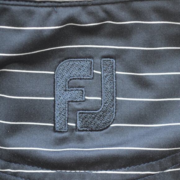 FootJoy Golf Polo Size L Short Sleeve Navy Blue White Stripes - Picture 6 of 6